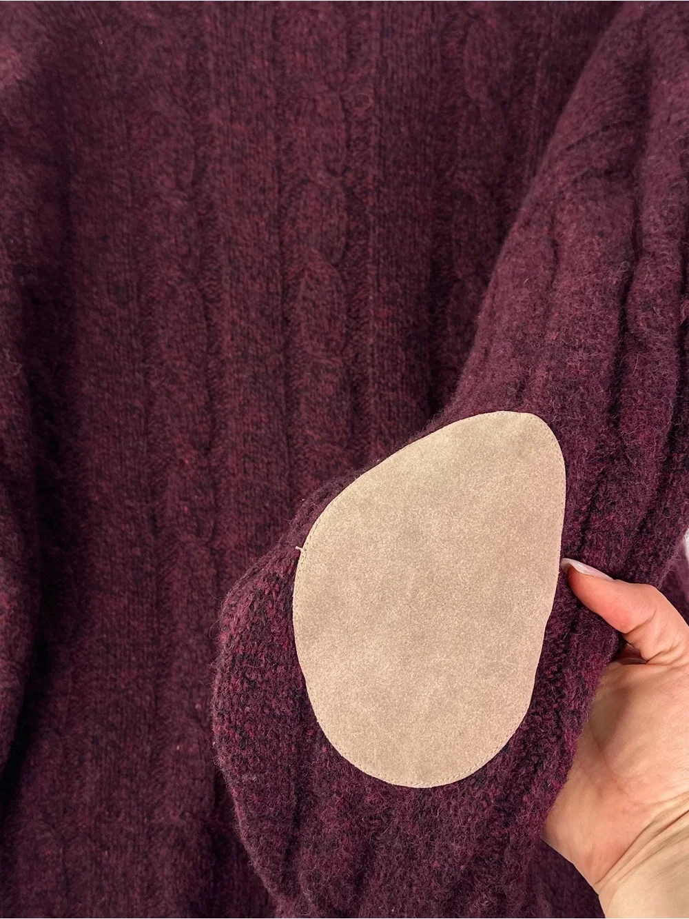 Eddie Bauer Vintage Shawl Collar Cable Knit Wool Cardigan Burgundy XL